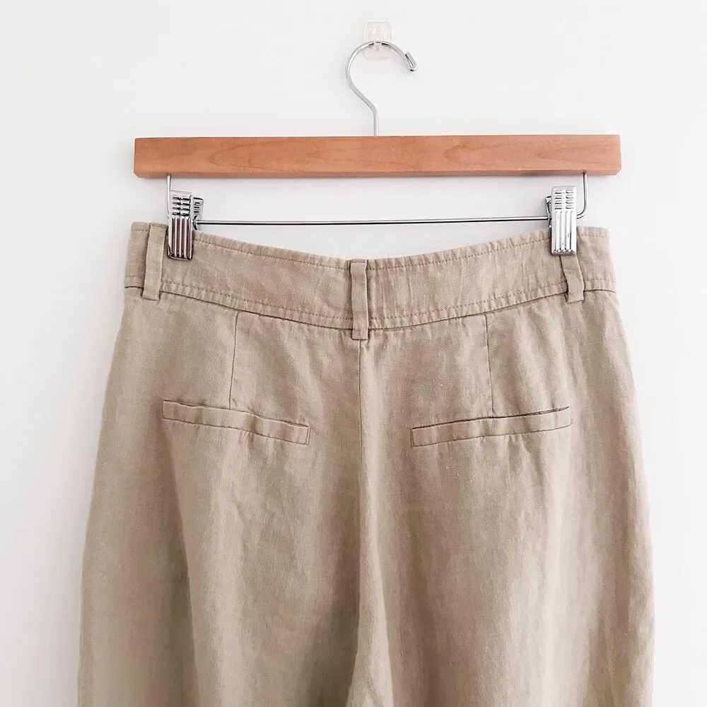 Everlane 100% Linen Wide Leg Pants Oatmeal Beige Linen Trouser Size 4